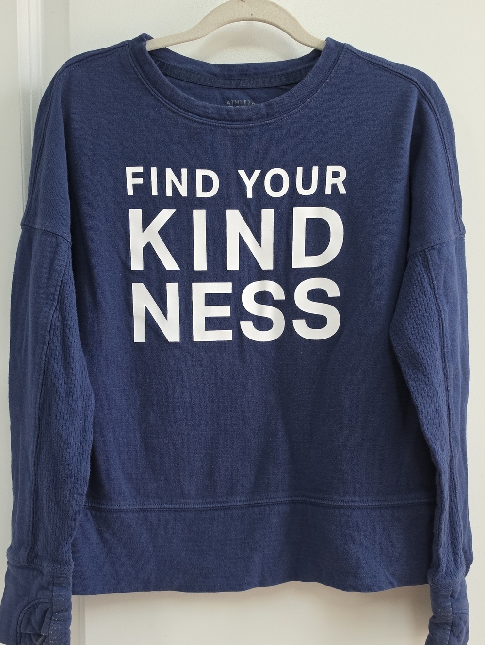 Athleta Navy Blue Find Your Kindness Crewneck Sweatshirt